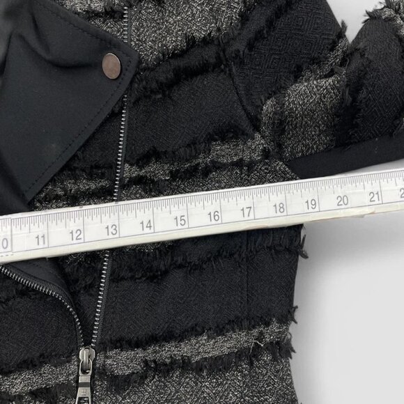 BCBGmaxazria Jaison Fringe Moto Motorcycle Style Black Gray Jacket Women's M - Picture 6 of 10